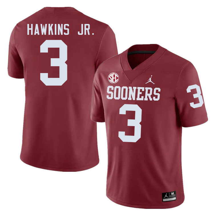 Oklahoma Sooners #3 Michael Hawkins Jr. College Football Jersey Stitched-Crimson